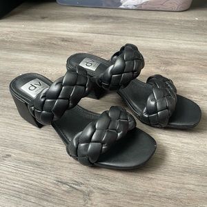 Dolce Vita Black Braided Strap Block Heel Sandals